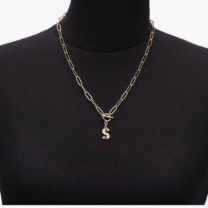 Toggle Clasp Capital A-Z Initial Necklace